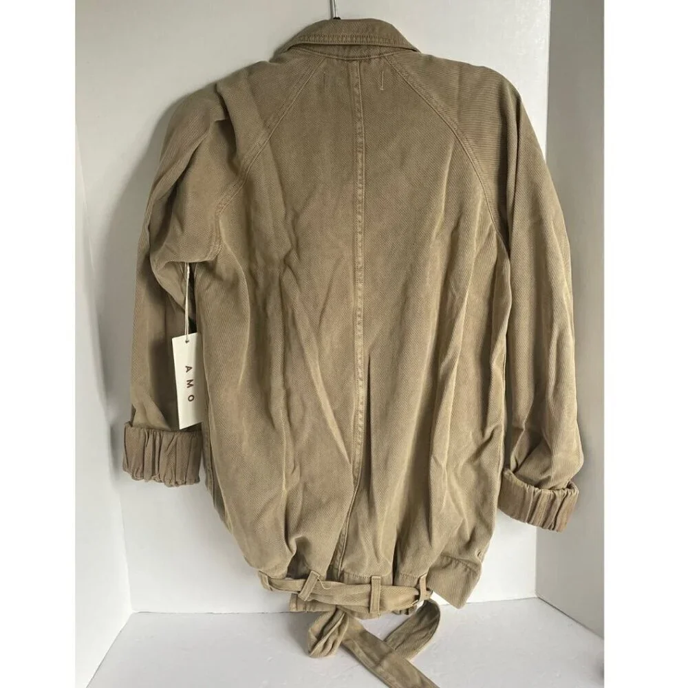 Anthropologie Draped Utility Safari Jacket Sage Green Belted Womens S